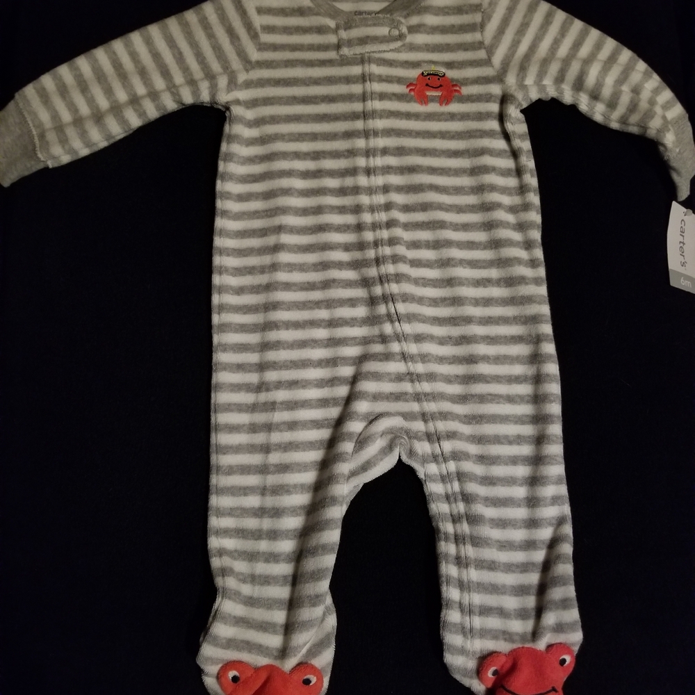 Carter's Gray and White Striped Crab-Footed One Piece